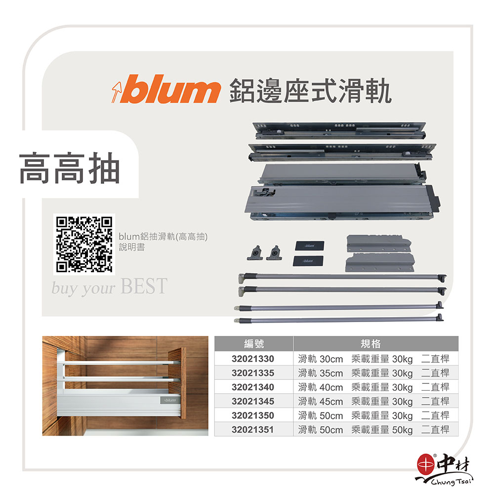 blum鋁抽滑軌(高高抽)說明書