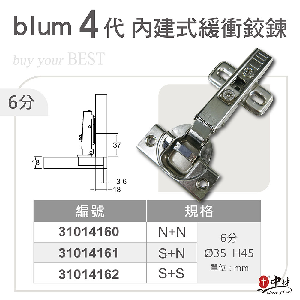blum 4代 內建式緩衝鉸鍊