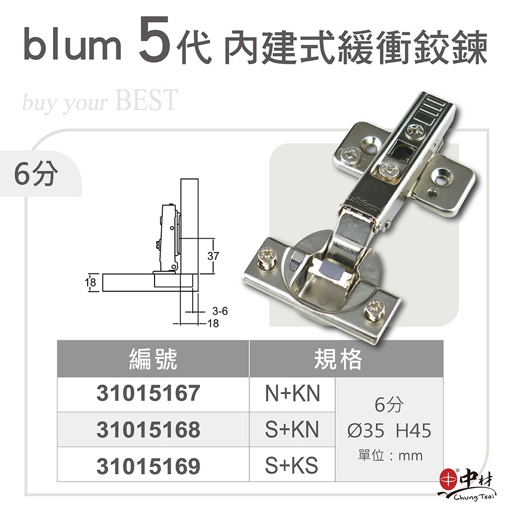 blum 5代 內建式緩衝鉸鍊