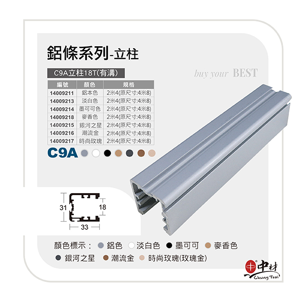 C9A立柱18T(有溝)